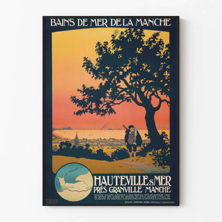Affiche Hauteville-sur-Mer vintage – Bains de mer près de Granville