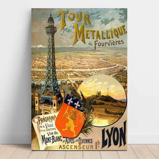 Affiche Tour métallique de la Fourvières à Lyon Vintage