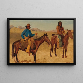 Albert Bierstadt - Trapper And Indian Guide On Horseback.webp