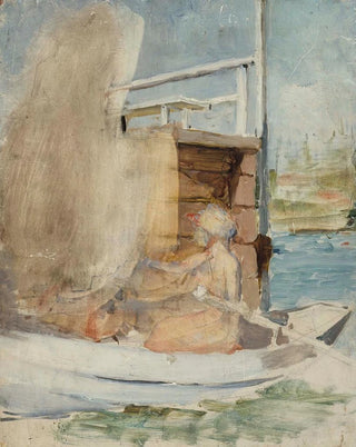 Albert Edelfelt - A Woman In A Boat At The Pier.webp