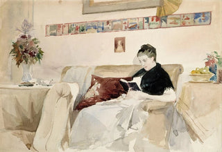 Albert Edelfelt - Artists Wife Reading On The Sofa.webp