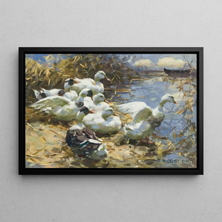 Alexander Koester - Sieben Enten am Ufer.webp