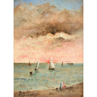 Alfred Stevens - Figures sur la plage au couchant.webp