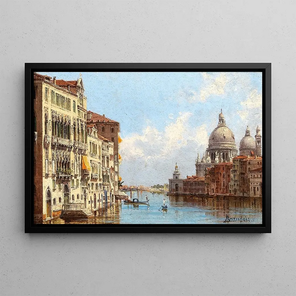 Venise, udsigt over Grand Canal fra Santa Maria della Salute - Antonietta Brandeis — indrammet kunstværk på væggen