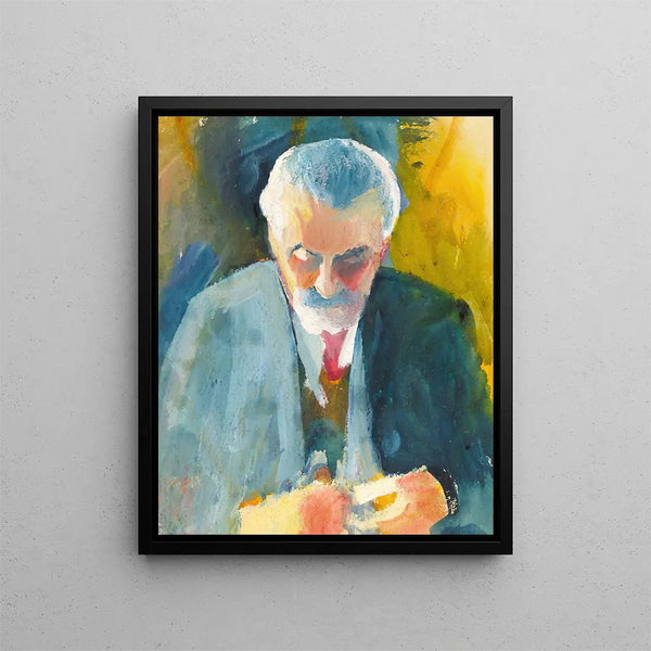 Studie af portræt af Bernhard Koehler - August Macke — indrammet kunstværk på væggen