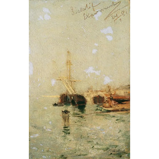 August von Pettenkofen - Studie aus Venedig mit Schiff.webp