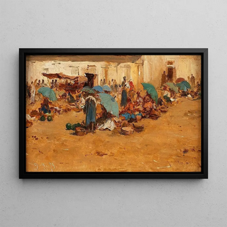 August von Pettenkofen - Ungarischer Markt mit blauen Schirmen.webp