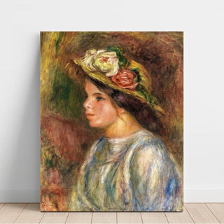 Buste de Femme, Chapeau de Paille Garni - Pierre-Auguste Renoir | Reproduction Tableau Décoration murale affiche copie