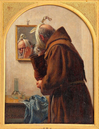 Carl Bloch - A monk examines himself in a mirror.webp
