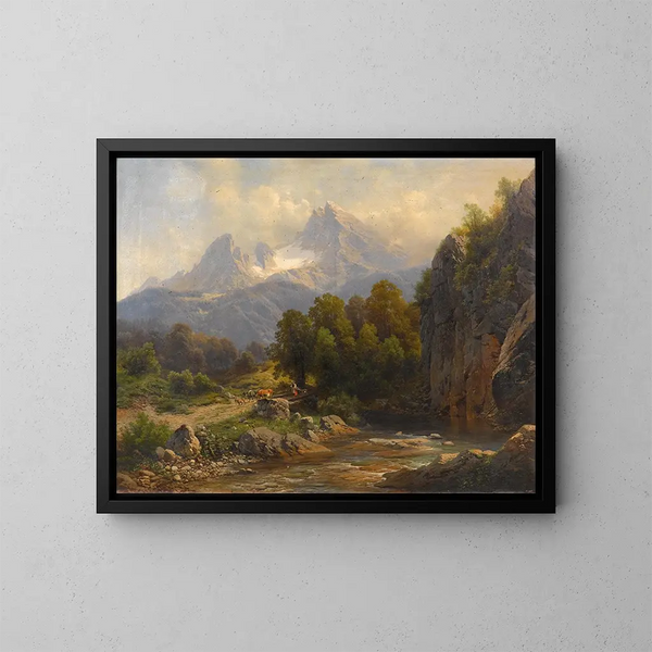 Vue sur le Watzmann - Carl Millner — indrammet kunstværk på væggen