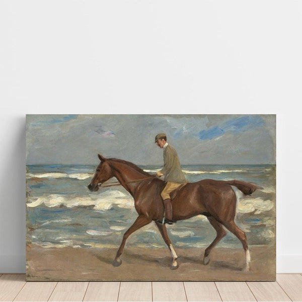 Reproduktion af maleriet Cavalier sur la plage à gauche - Max Liebermann