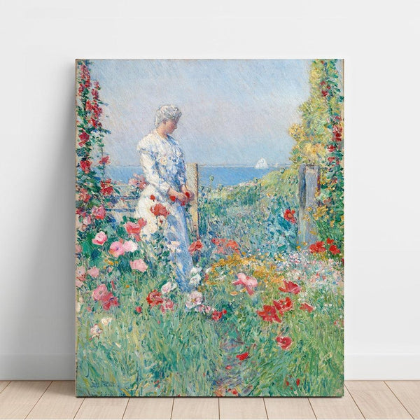 Reproduktion af maleriet I haven (Celia Thaxter i sin have) - Childe Hassam