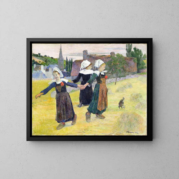 Reproduktion af maleriet Danse Bretonne des Filles à Pont Aven af Paul Gauguin