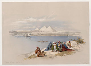 David Roberts - Pyramids of Gezeeh Giza from the Nile.webp