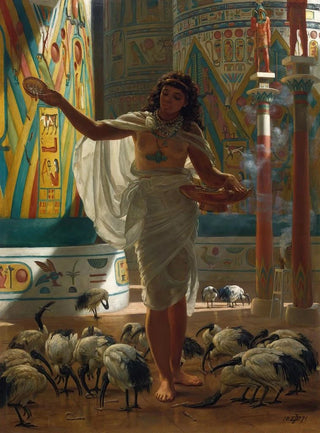 Edward John Poynter - Feeding The Sacred Ibis In The Halls Of Karnac.webp