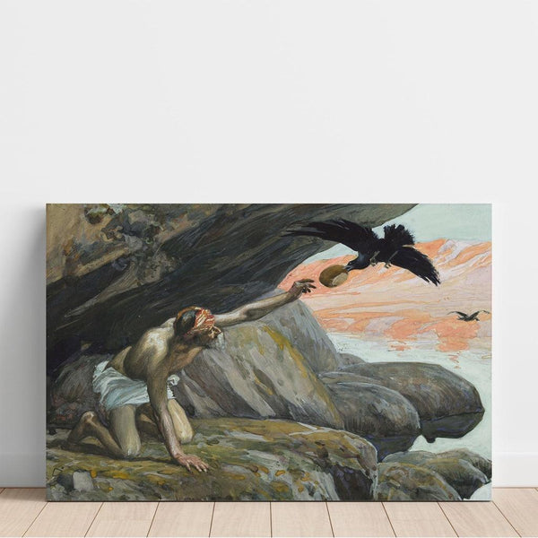 Reproduktion af maleriet James Tissot - Elie fodret af ravne maleri