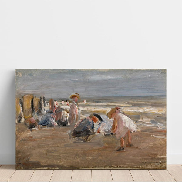 Reproduktion af maleriet Børn, der leger på stranden - Max Liebermann