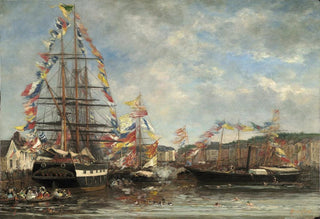 Eugne Boudin - Festival in the Harbor of Honfleur.webp