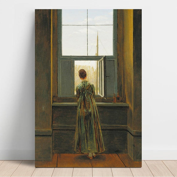 Reproduktion af maleriet Kvindemaleri ved vinduet - Caspar David Friedrich
