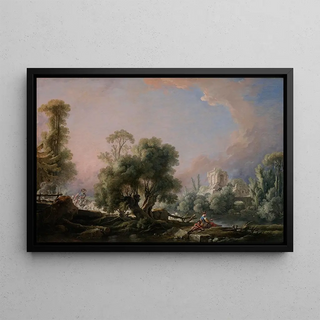 Franois Boucher - Idyllic Landscape with Woman Fishing.webp