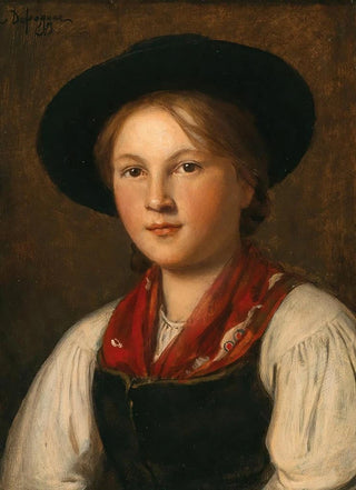 Franz von Defregger - A Graceful Young Girl in Traditional Costume with a Hat.webp