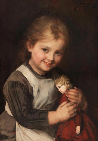 Franz von Defregger - Kind mit Puppe.webp