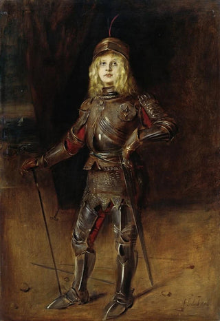 Franz von Lenbach - Marion Lenbach in knights armor.webp