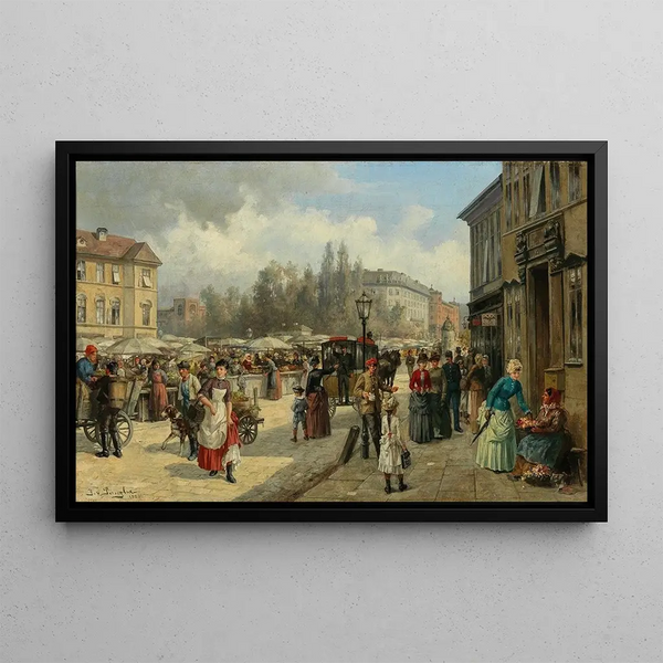 Vue du Naschmarkt à Vienne - Franz von Persoglia — indrammet kunstværk på væggen