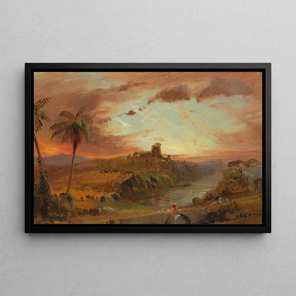 Studie til et imaginært landskab fra Sydamerika - Frederic Edwin Church — indrammet kunstværk på væggen