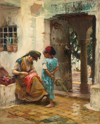 Frederick Arthur Bridgman - The Sewing Lesson.webp