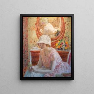 Frederick Carl Frieseke - Young Girl Before a Mirror in a Pink Dress.webp