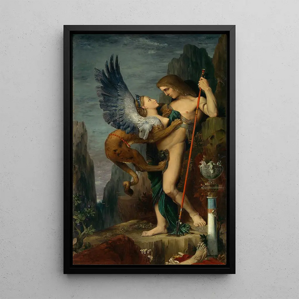 Œdipe og Sfinxen - Gustave Moreau — indrammet kunstværk på væggen