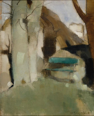 Helene Schjerfbeck - Shadow on the Wall II Green Bench.webp
