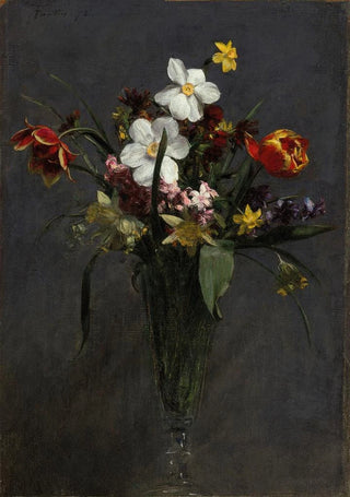 Henri FantinLatour - Fleurs de printemps Tulipes narcisses jacinthes jonquilles et girofles.webp
