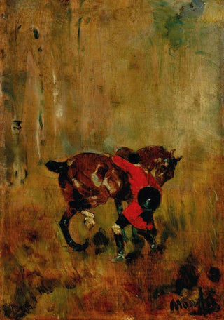 Henri de ToulouseLautrec - Cavalier de chasse courre ressanglant son cheval.webp