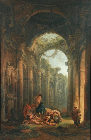 Hubert Robert - Classical Ruins With Soldiers Gambling.webp
