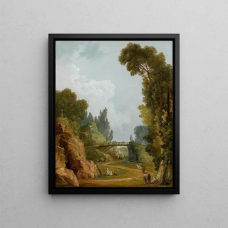 Hubert Robert - The Rustic Bridge Chteau de Mrville France.webp