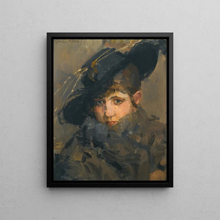 Isaac Israls - A lady in a hat with a fur collar.webp