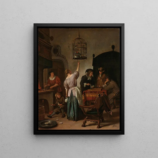 Jan Steen - Interior with a Woman Feeding a Parrot Known as The Parrot Cage.webp
