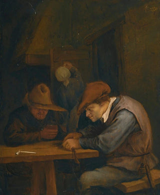 Jan Steen - Peasants drinking and cutting tobacco in an inn.webp