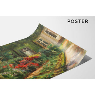 Jardin de Wannsee - Maison avec des plantes rouges - Max Liebermann | Reproduction Tableau Décoration murale affiche copie