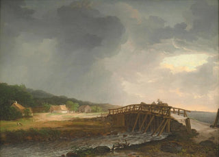Johan Christian Dahl - The Bridge across Tryggevlde River with a View of Kge Zealand.webp