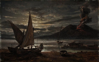 Johan Christian Dahl - Vesuvius In Eruption Moonlight.webp
