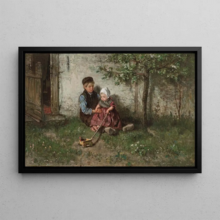 Jozef Israls - Children Playing with a Toy Wagon.webp