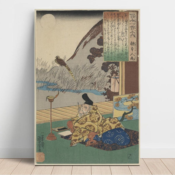 Reproduktion af maleriet Kakinomoto no hitomaro-maleri - Utagawa Kuniyoshi