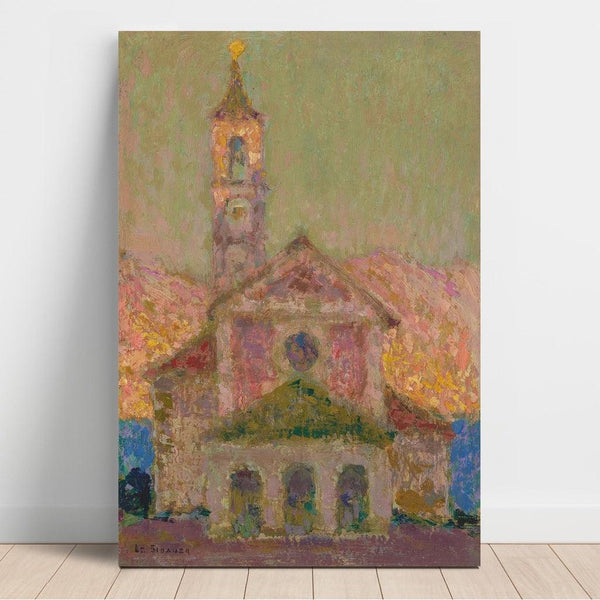 Reproduktion af maleriet L Eglise, Lago Maggiore - Henri Le Sidaner