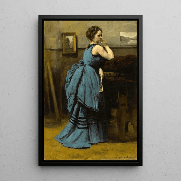 Reproduktion af maleriet La Dame en bleu af Jean-Baptiste-Camille Corot