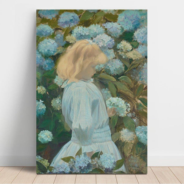 Reproduktion af maleriet La Petite Fille aux Hortensias - Jacques-Émile Blanche