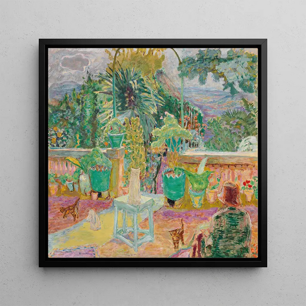 La Terrasse eller En terrasse i Grasse - Pierre Bonnard — indrammet kunstværk på væggen
