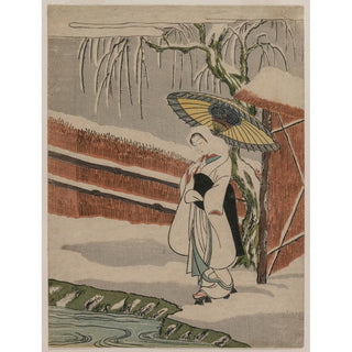 La jeune fille au héron debout sous un saule - Suzuki Harunobu | Reproduction Tableau Décoration murale affiche copie